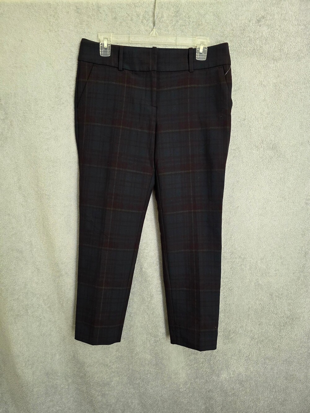 Ann Taylor Petite Relaxed Ankle Burgundy Plaid Pants Size 8P